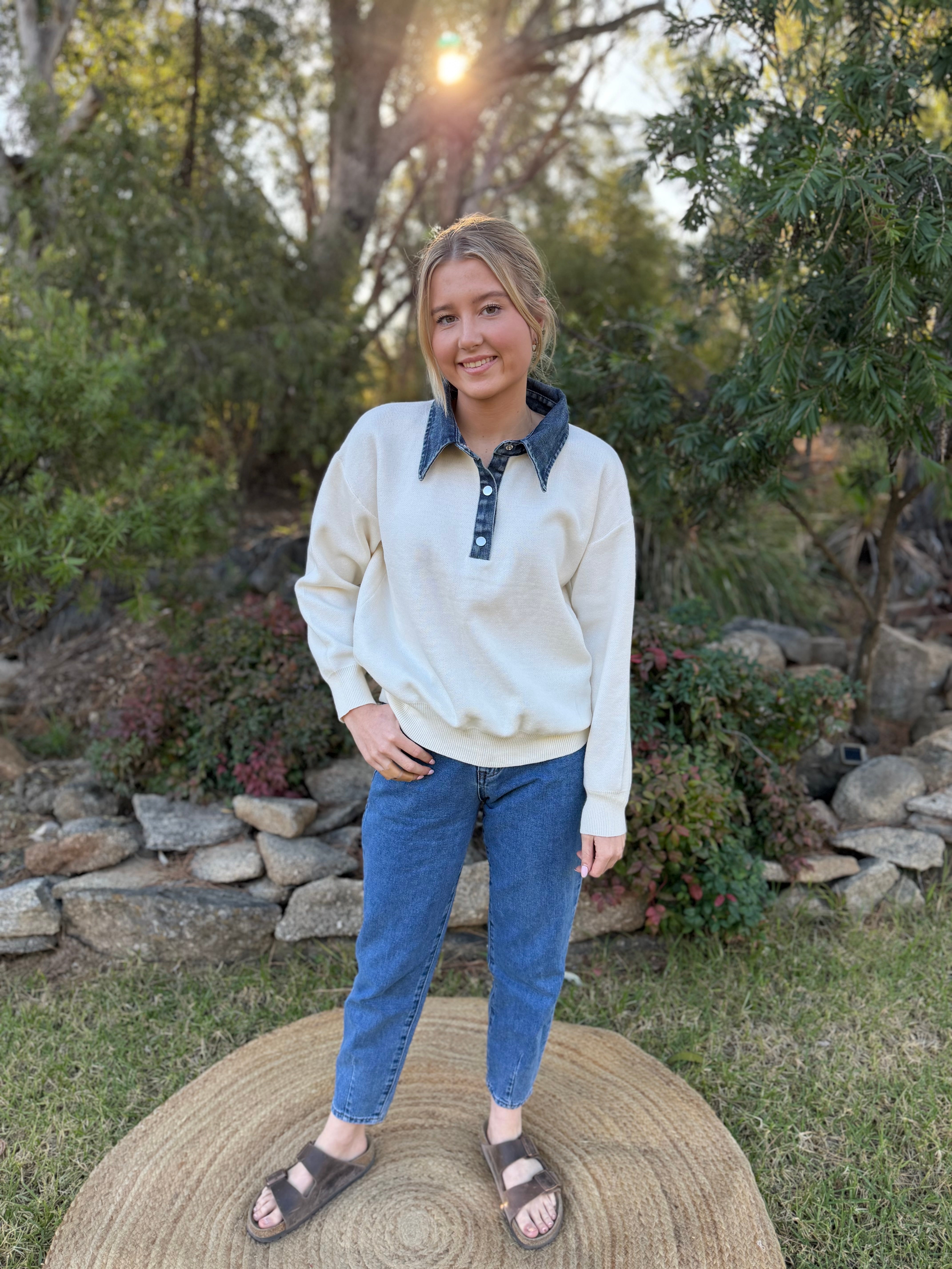 NKNIT Denim Collar Raccoon Knit