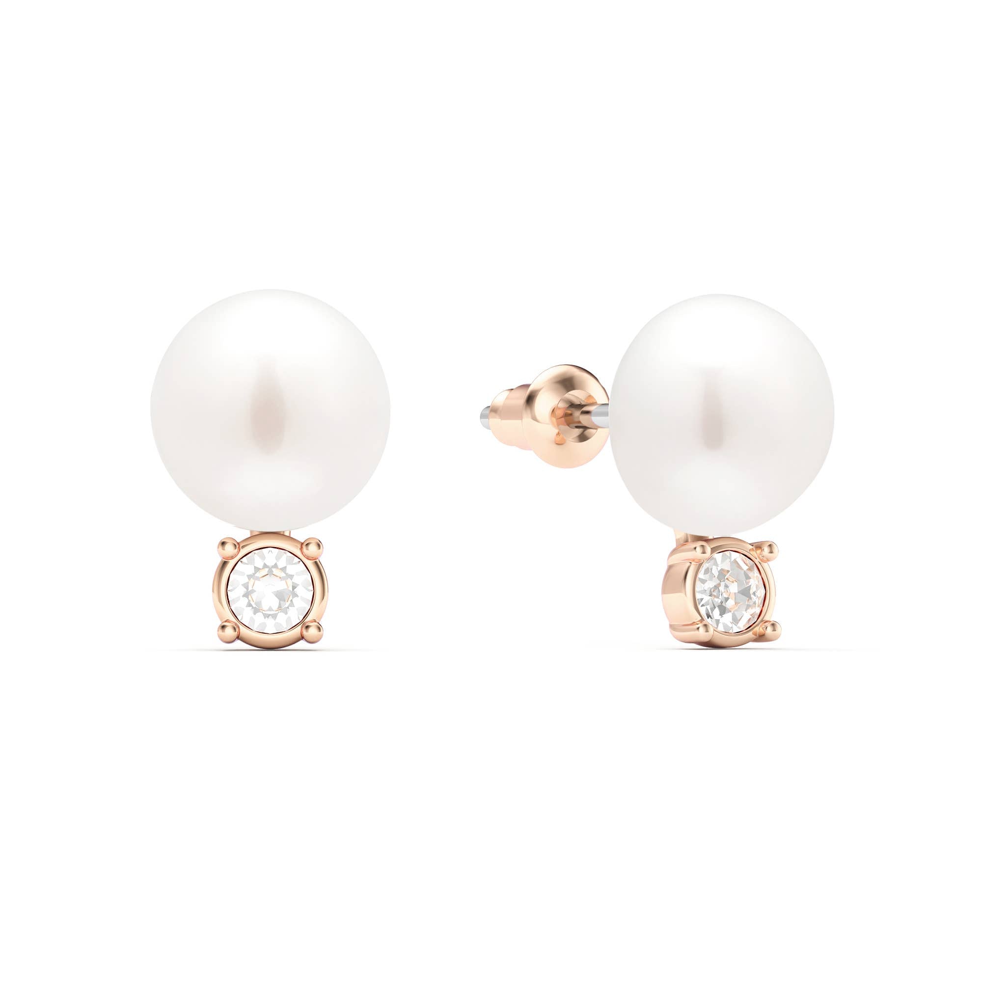 Dewdrop Freshwater Pearl Crystals Stud Earrings |2-1443-AWHI
