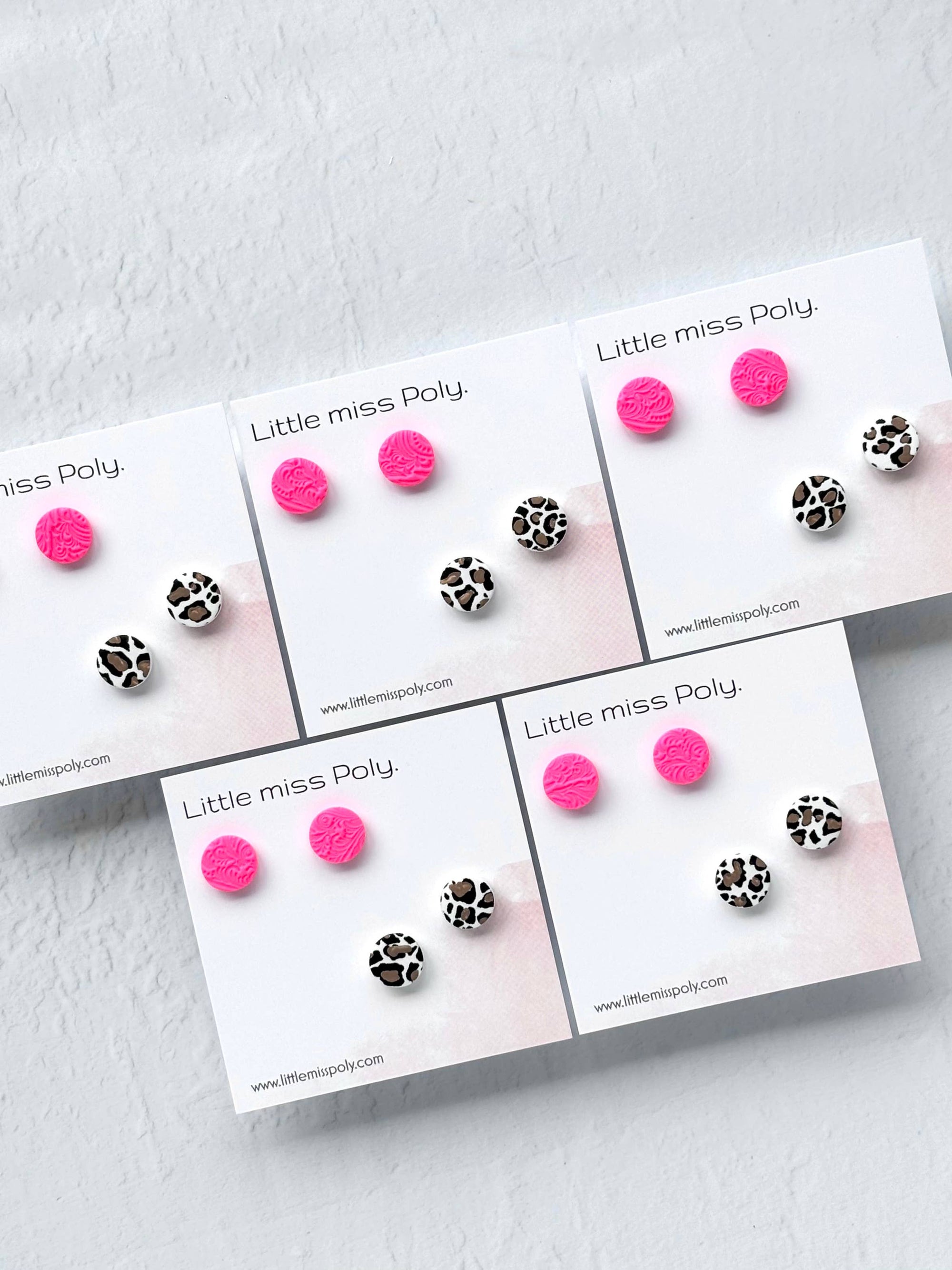 Mini Leopard Stud Pack - Hot Pink