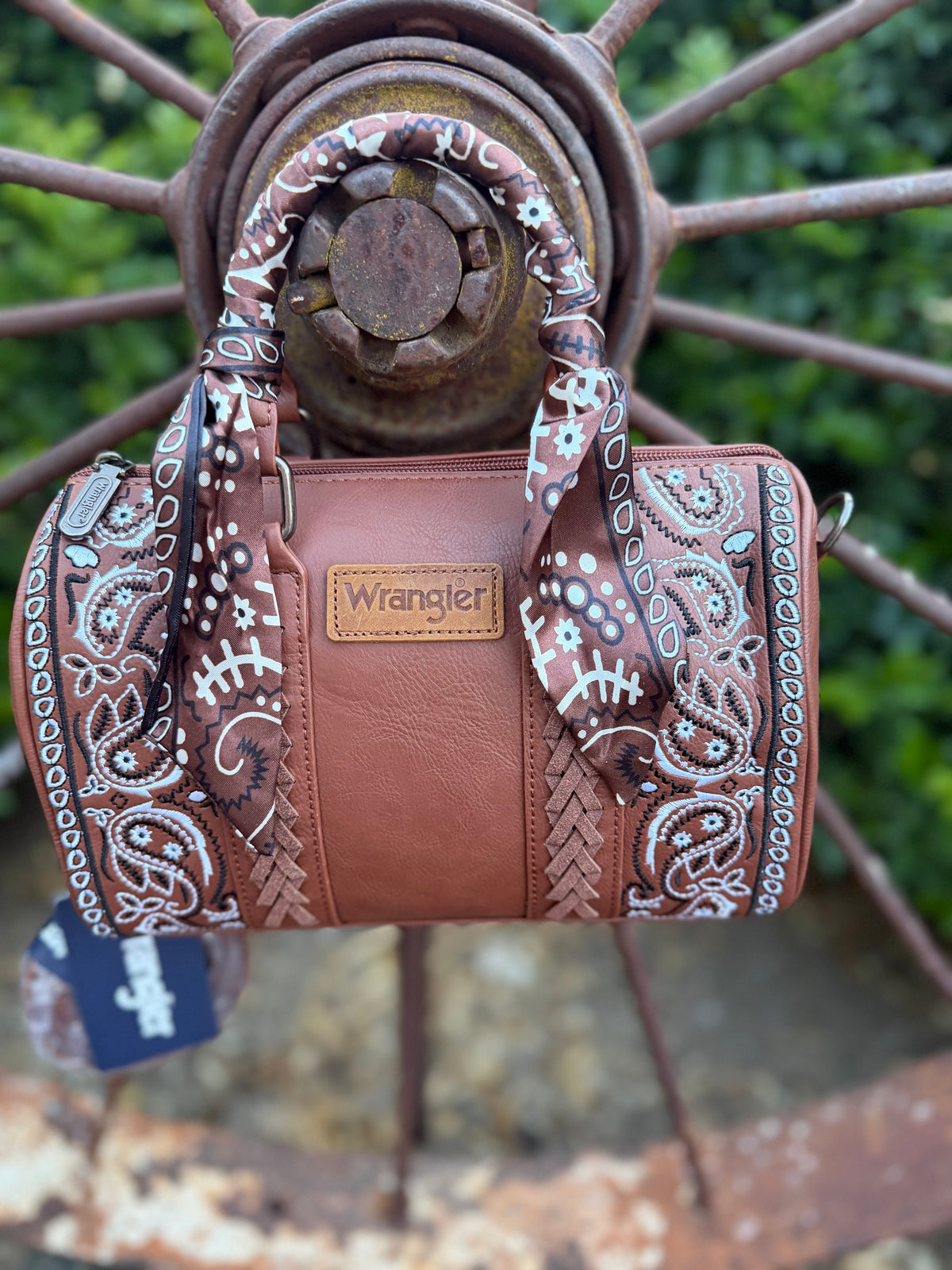 Wrangler Paisley Print Barrel Crossbody Bag