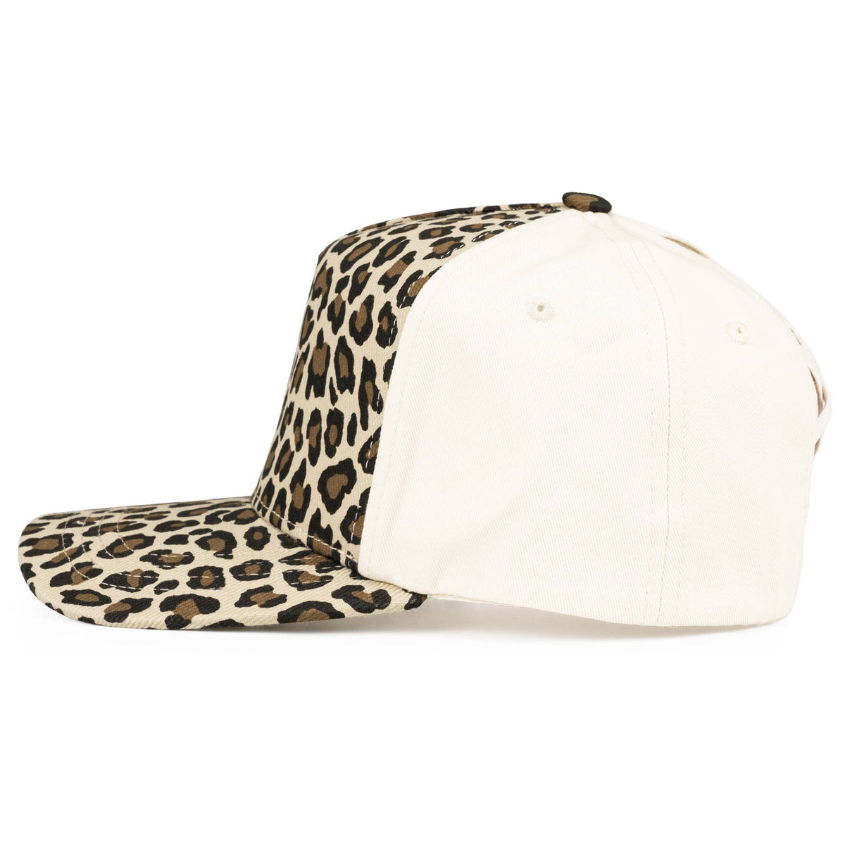Leopard Pattern Two Tone Criss-Cross Back Trucker Hat: Camel pony tail