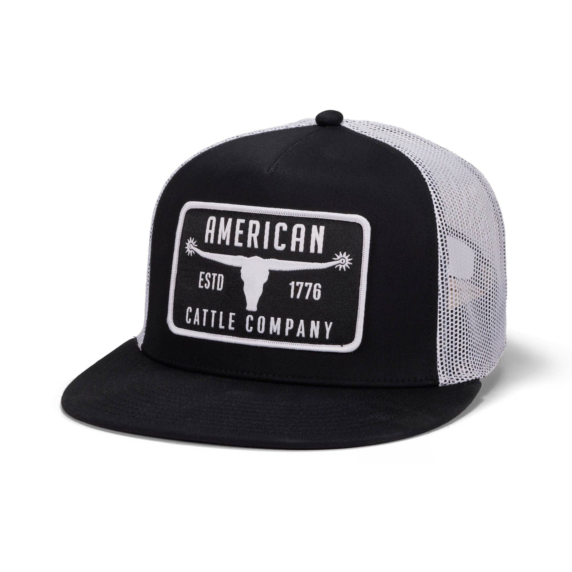 Bull Spurs Hat-Flat: White