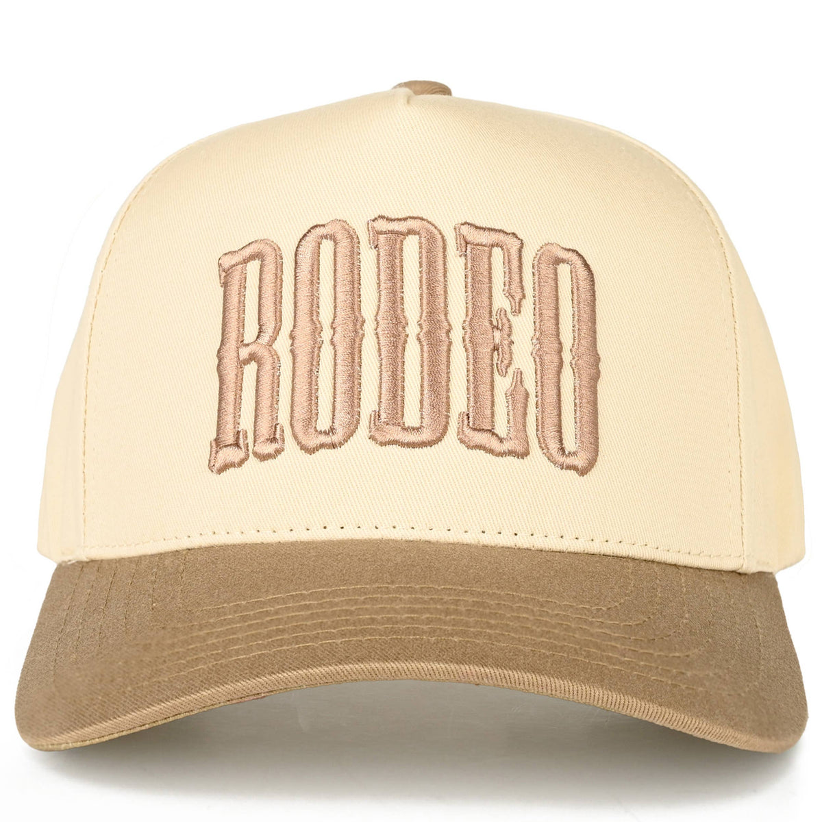 RODEO Letter Embroidered Snapback Cap Beige