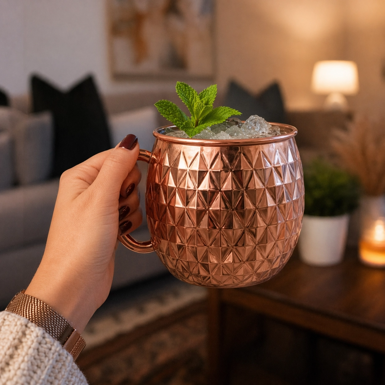 Copper Embossed Moscow Mule Mug With Handle 475ml