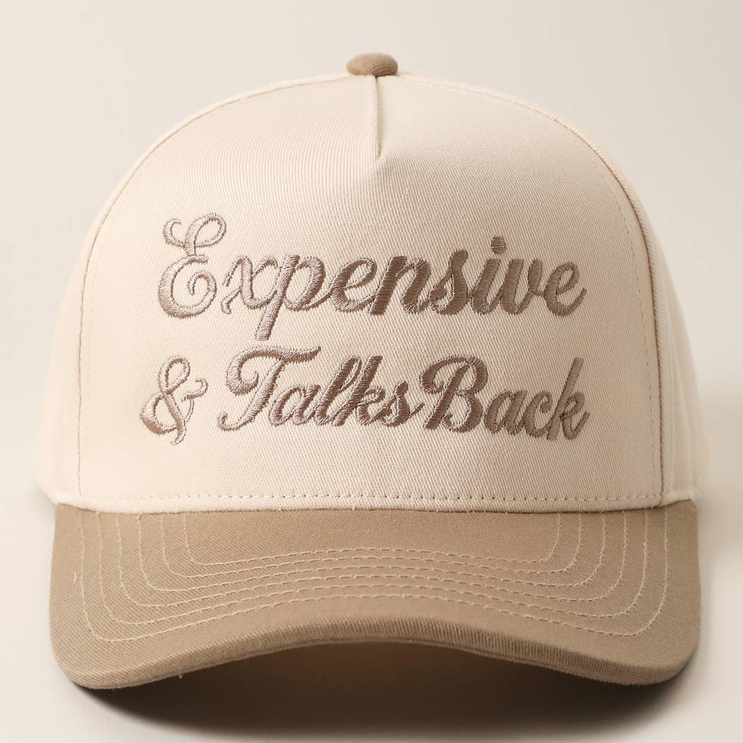Expensive &amp; Talks Back Embroidered Two Tone Trucker Hat