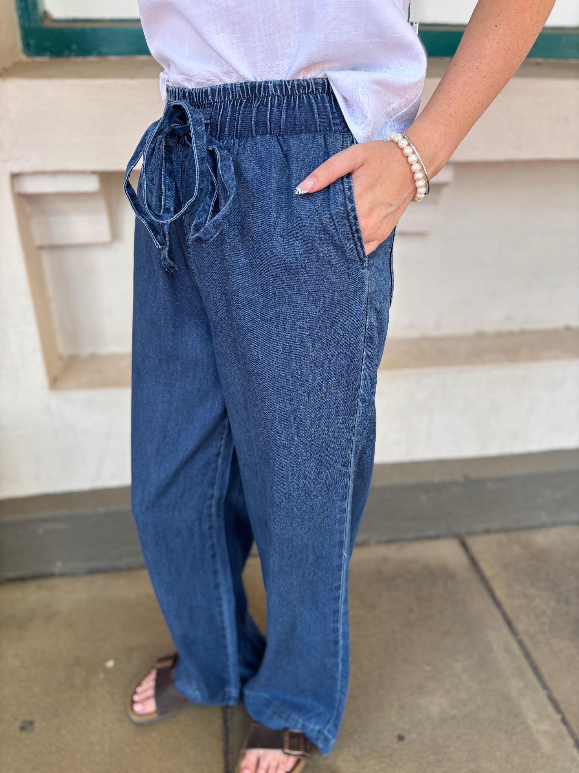 Denim pants - Elastic Waist - Blue