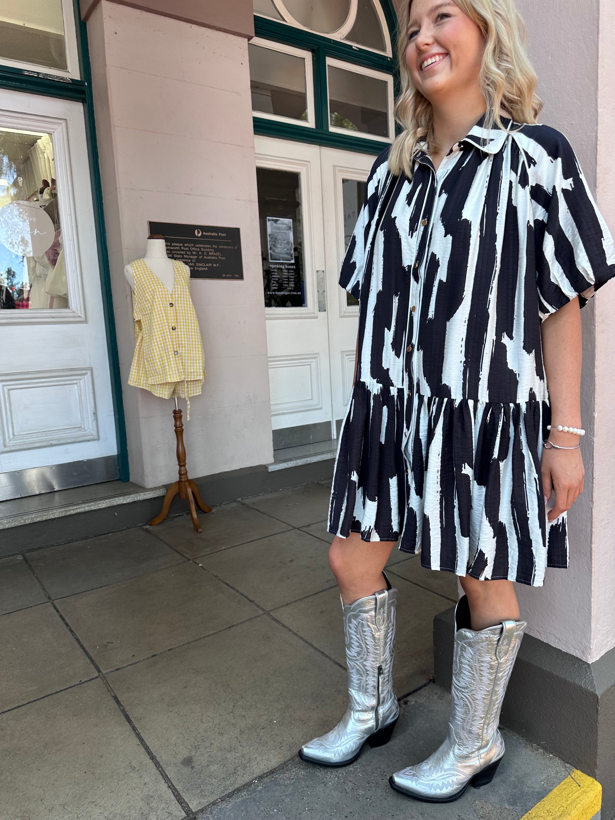 Arizona abstract baby doll dress - Black &amp; White