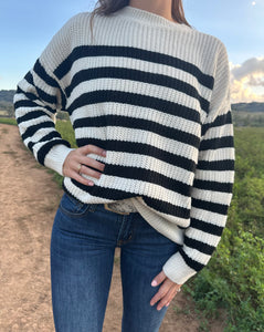 Knit - White with Black Stripes Jumper