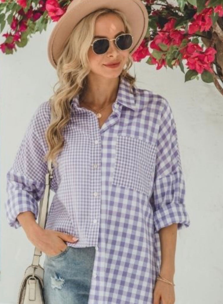 Check Gingham Shirt Purple – RUSTIC LACE