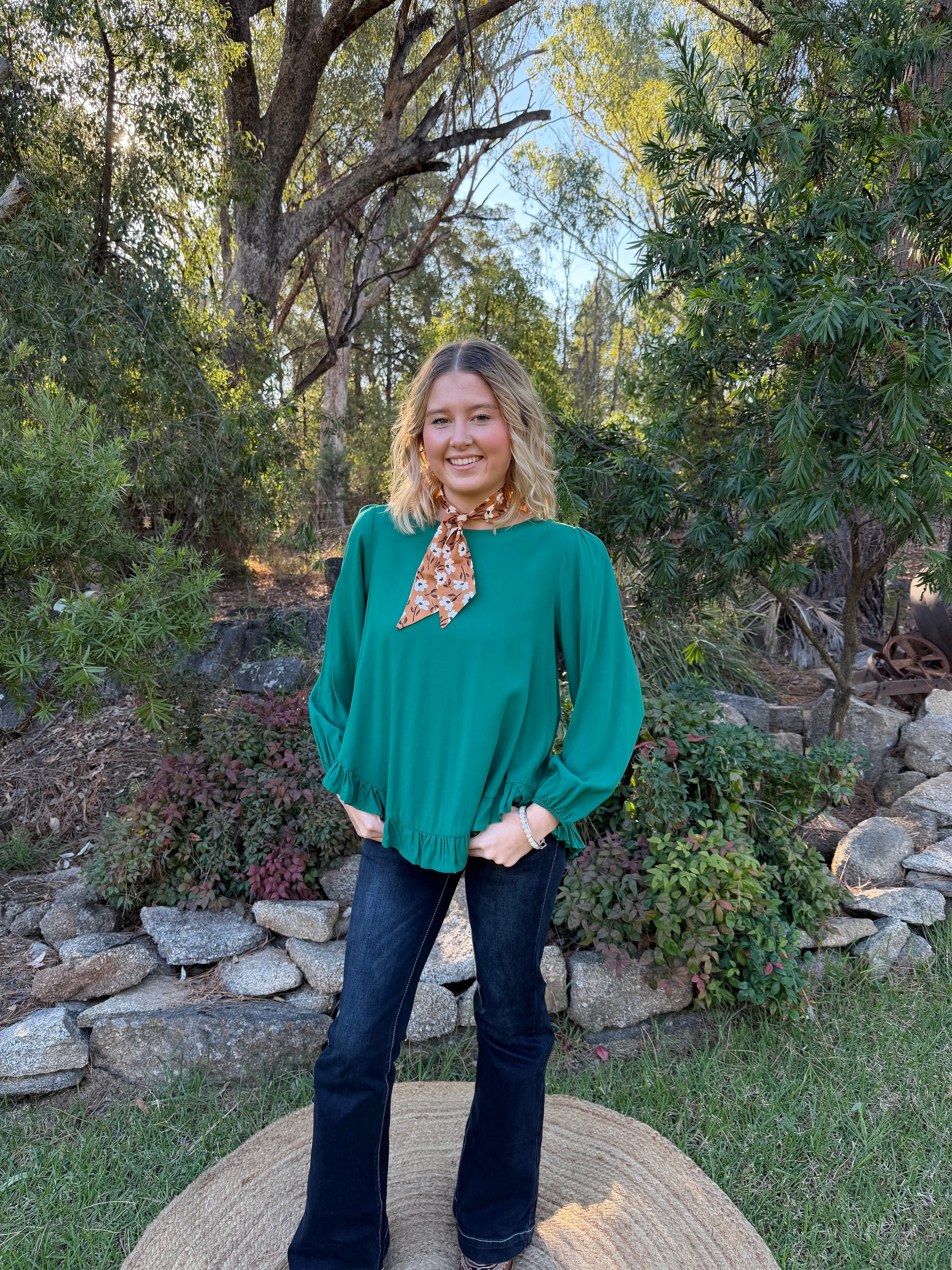 Emerald Frill Blouse