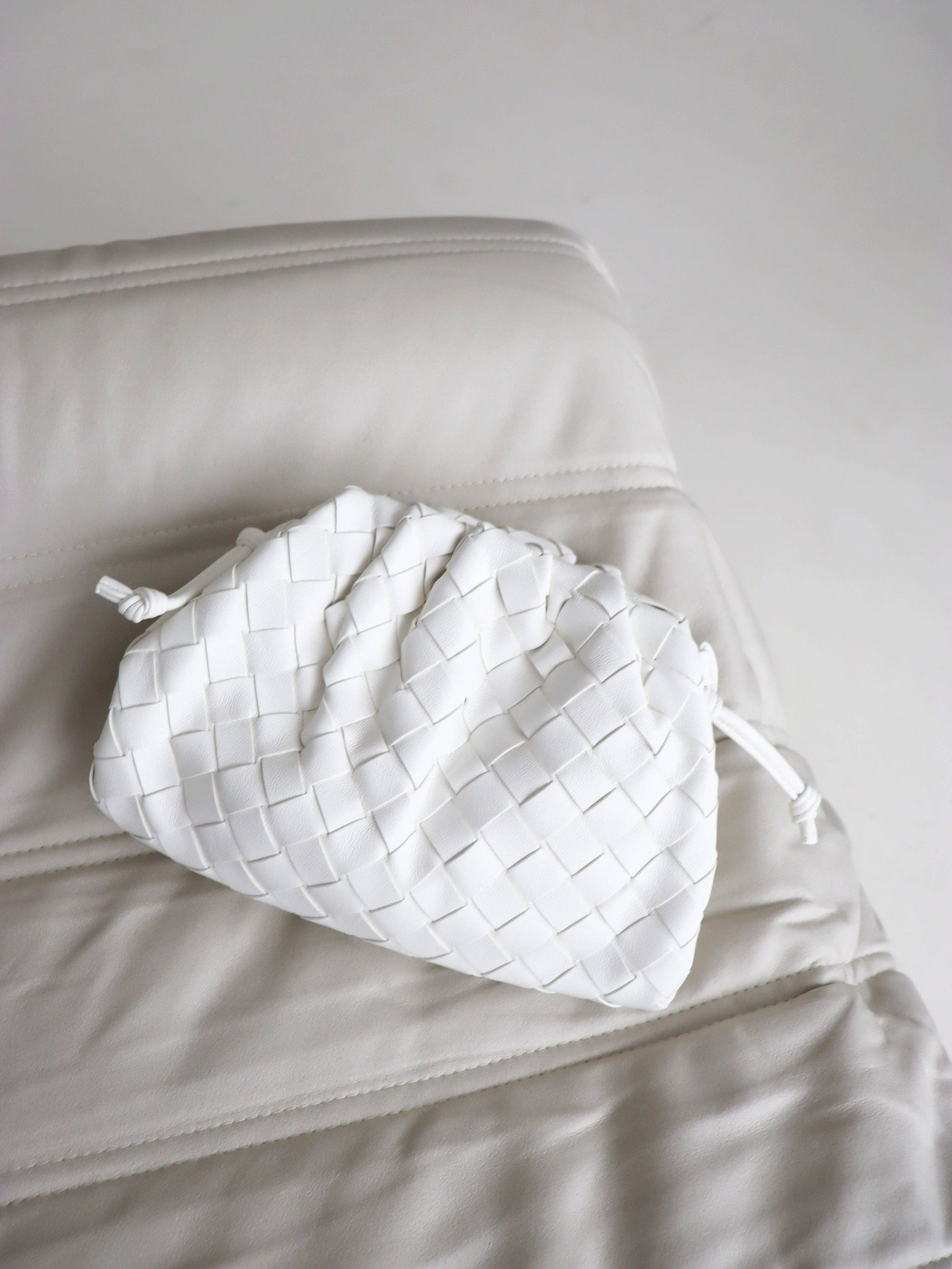 Maeve Woven Clutch Bag in White