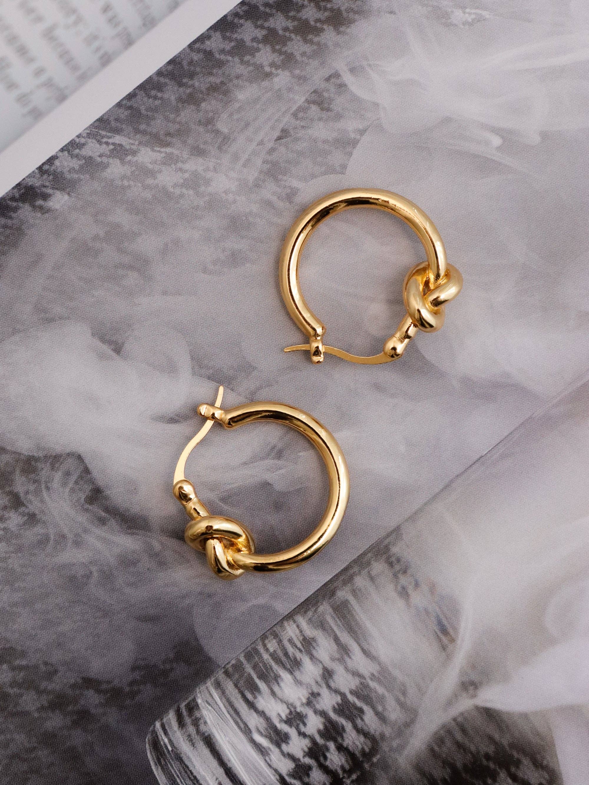 Corrina 18K Gold Plated Knot Hoop Earrings