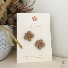 Moon Flower Midi Stud Earrings | Cherrywood + Gold Glitter  |