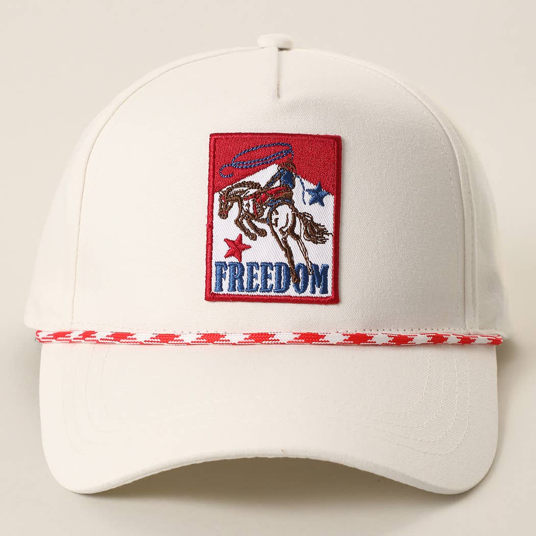 Cowboy Freedom Embroidered Patch Rope Trucker Hat