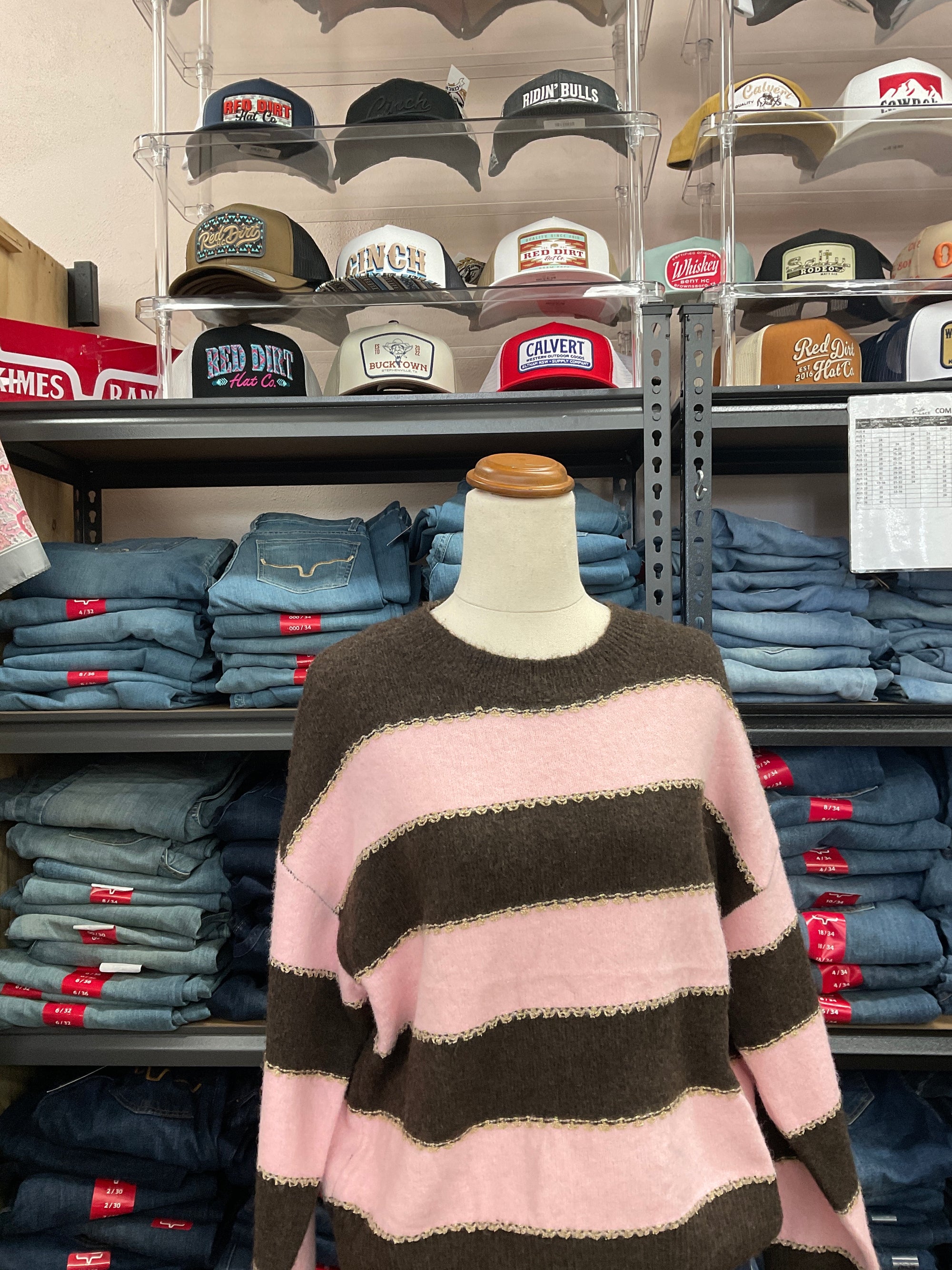 Pink and chocolate stripe knit