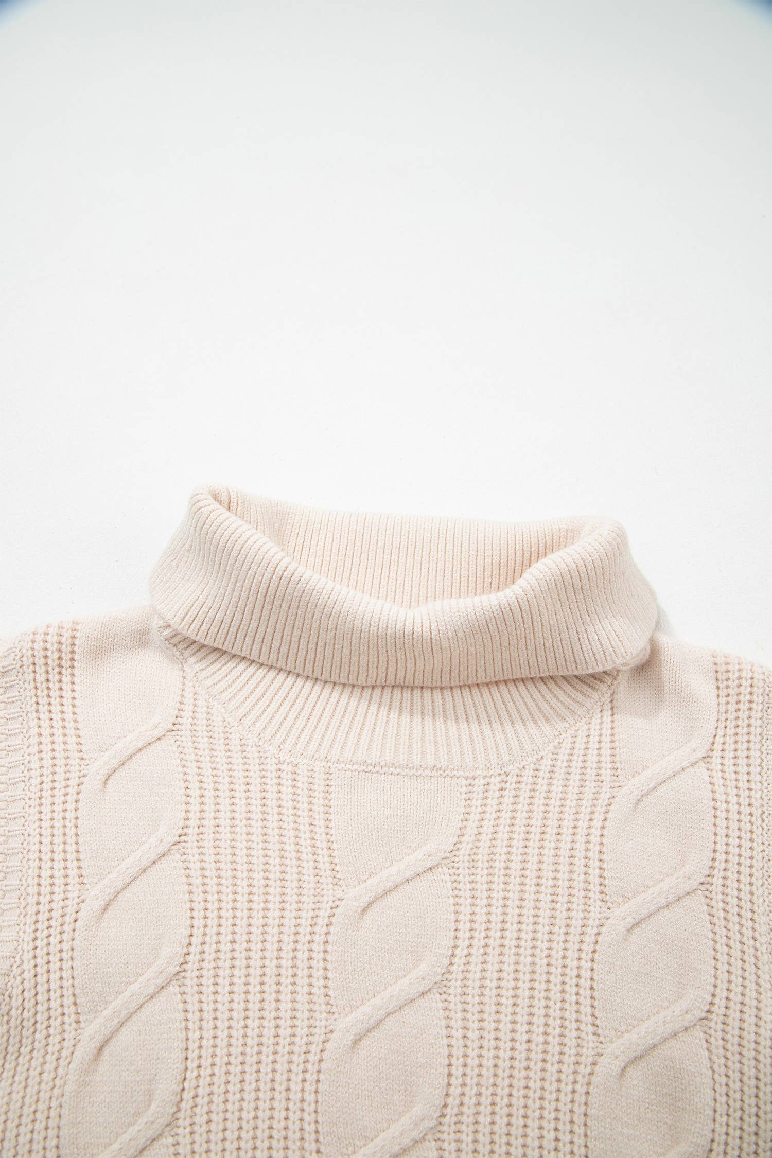 Western Cable Knit Ruffle Sleeve Turtleneck Sweater Top