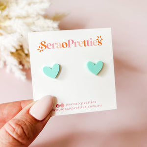Pastel Mint Heart Studs