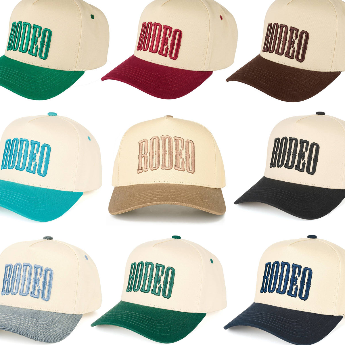 RODEO Letter Embroidered Snapback Cap: Brown