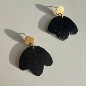 Bloom - Gold and Black Dangle Earrings