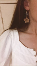 Moon Flowers Hoops Earrings | Cherrywood + Gold Glitter |