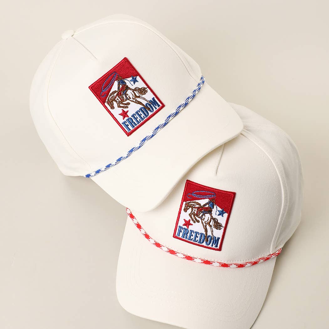 Cowboy Freedom Embroidered Patch Rope Trucker Hat