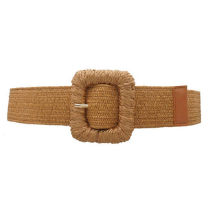 STRAW WRAPPED RECTANGLE ELASTIC STRAW BELT IW-50114