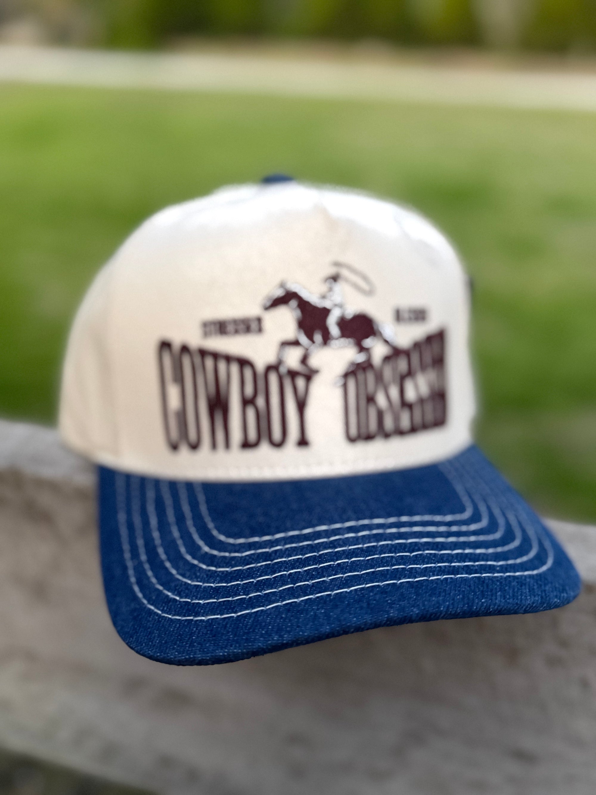 Cowboy Obsessed Letter Horse Embroidery Two-Tone Trucker Hat