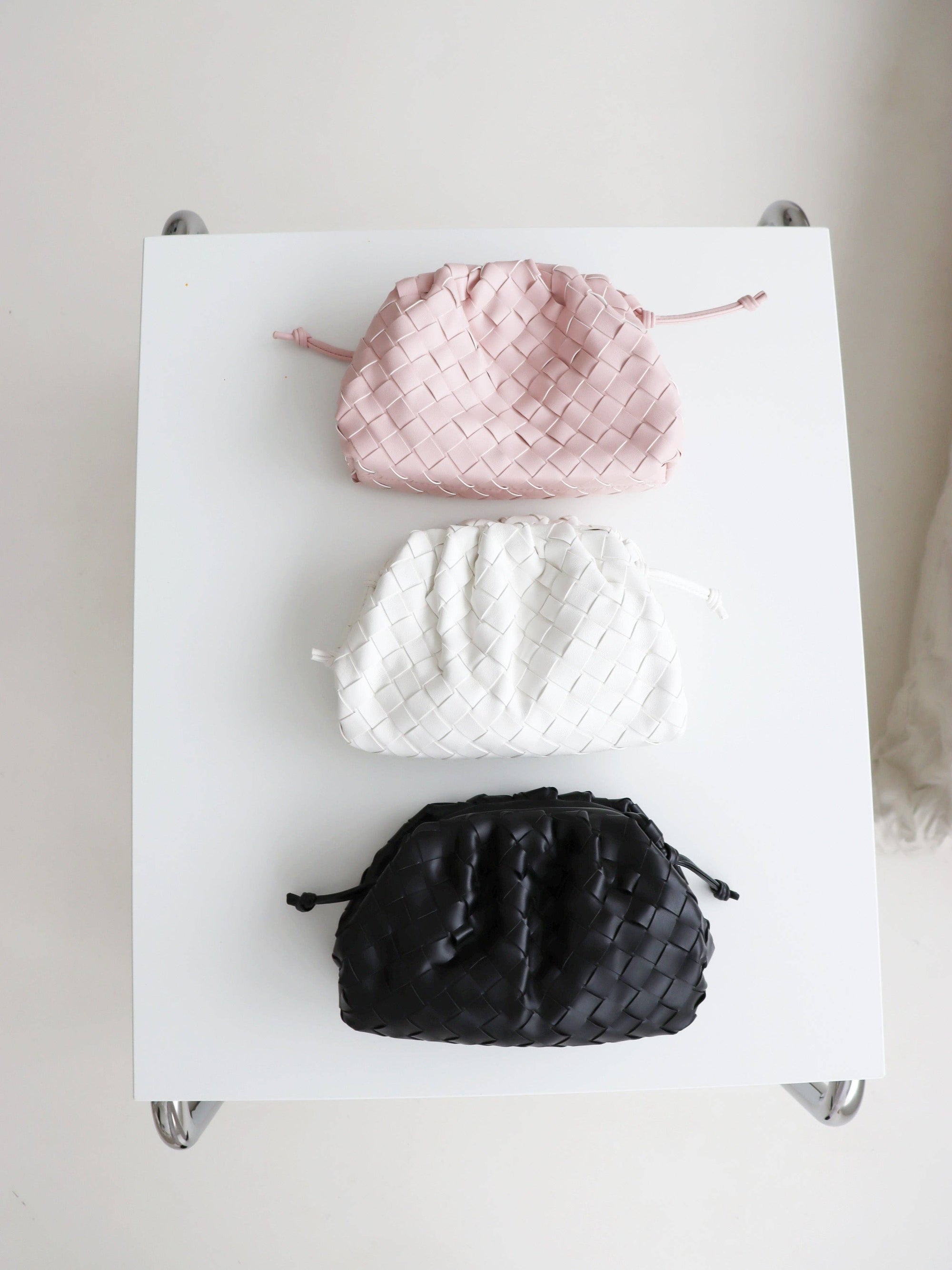 Maeve Woven Clutch Bag in White