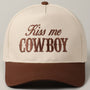 Kiss Me Cowboy Embroidery Two-Tone Cap: Brown