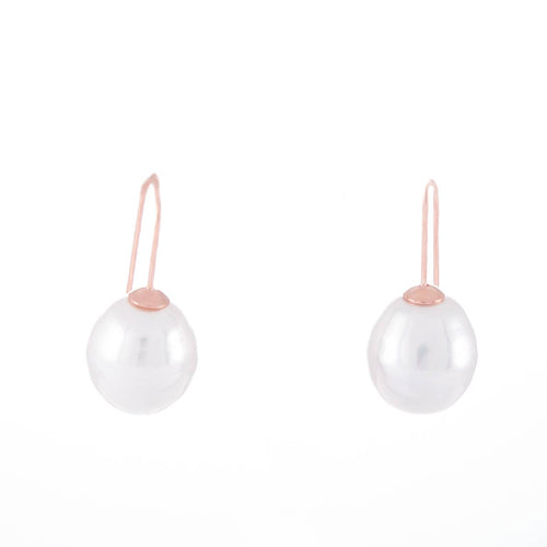 Sterling Rose Gold Plated Glass Based Pearl Earrings