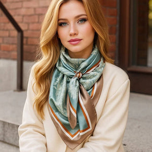 Wild Rag - 35X35" Seafoam & Cream Paisley Scarf