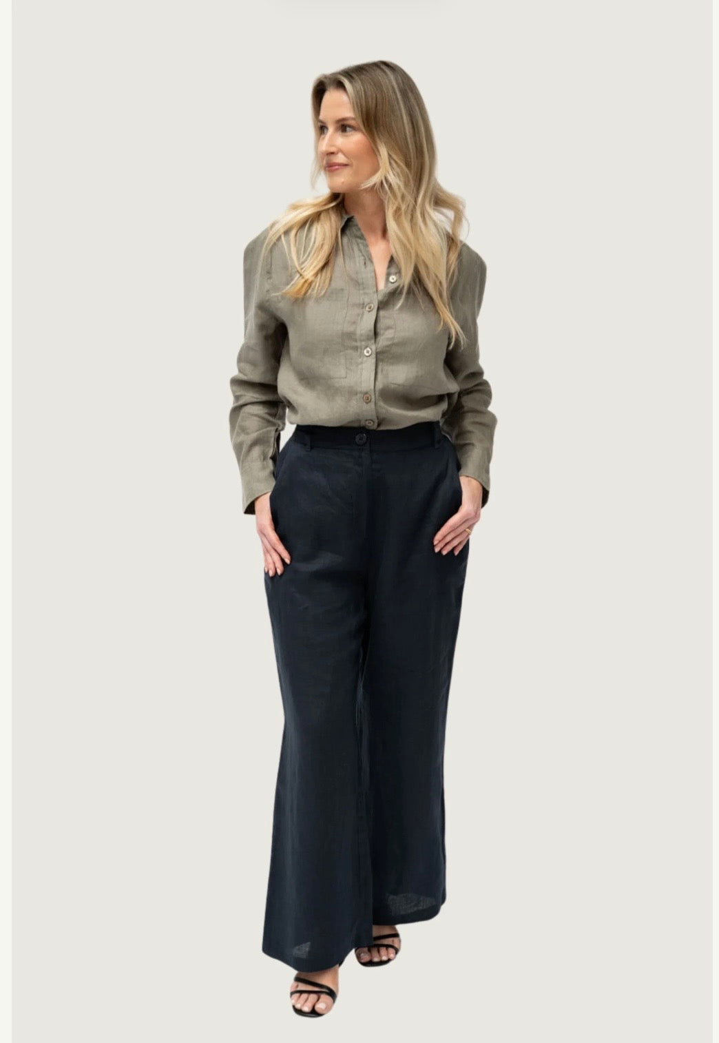 Rural outback linen navy pants