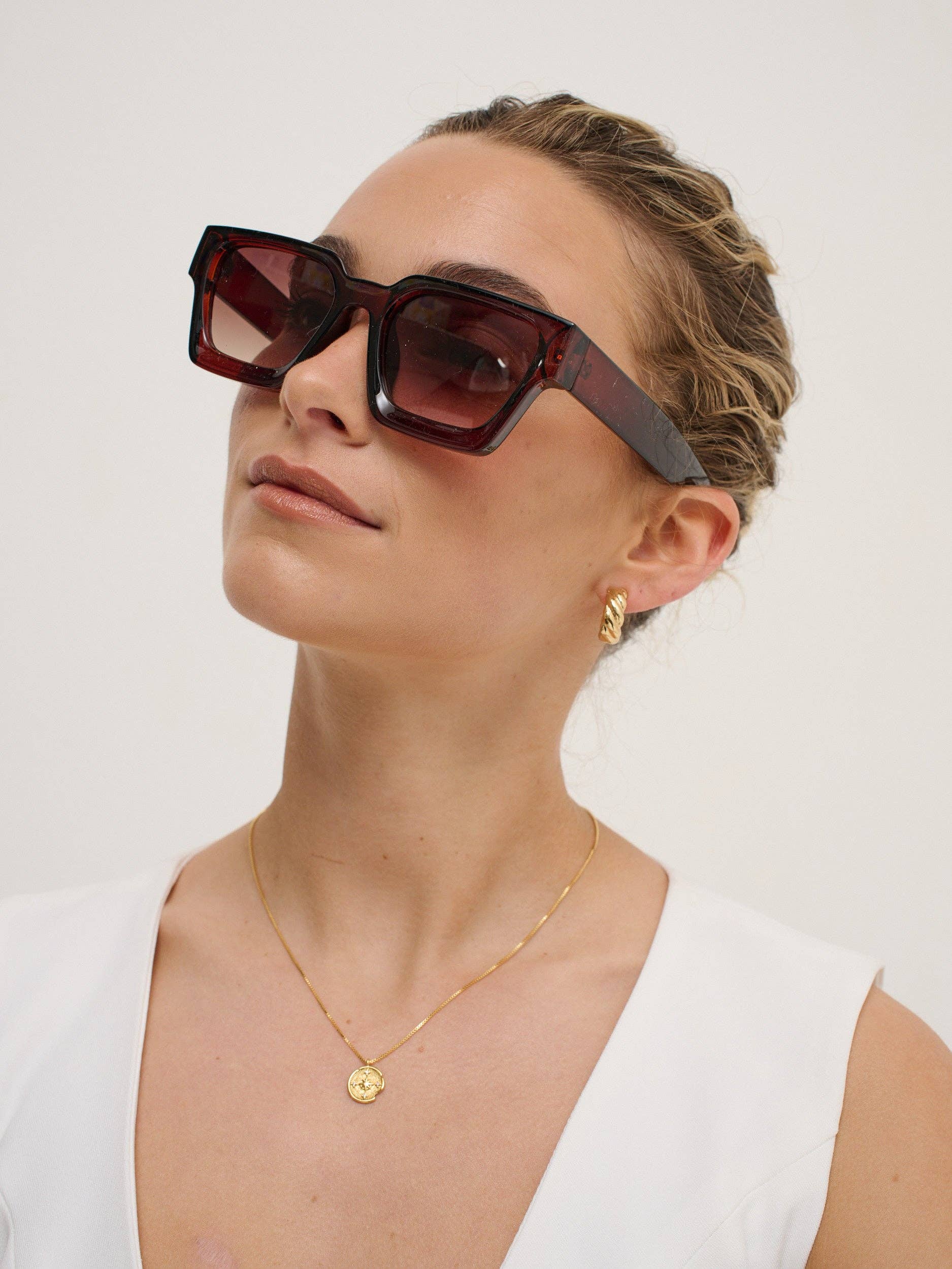 L&amp;S Jury Rectangular Sunglasses in Brown