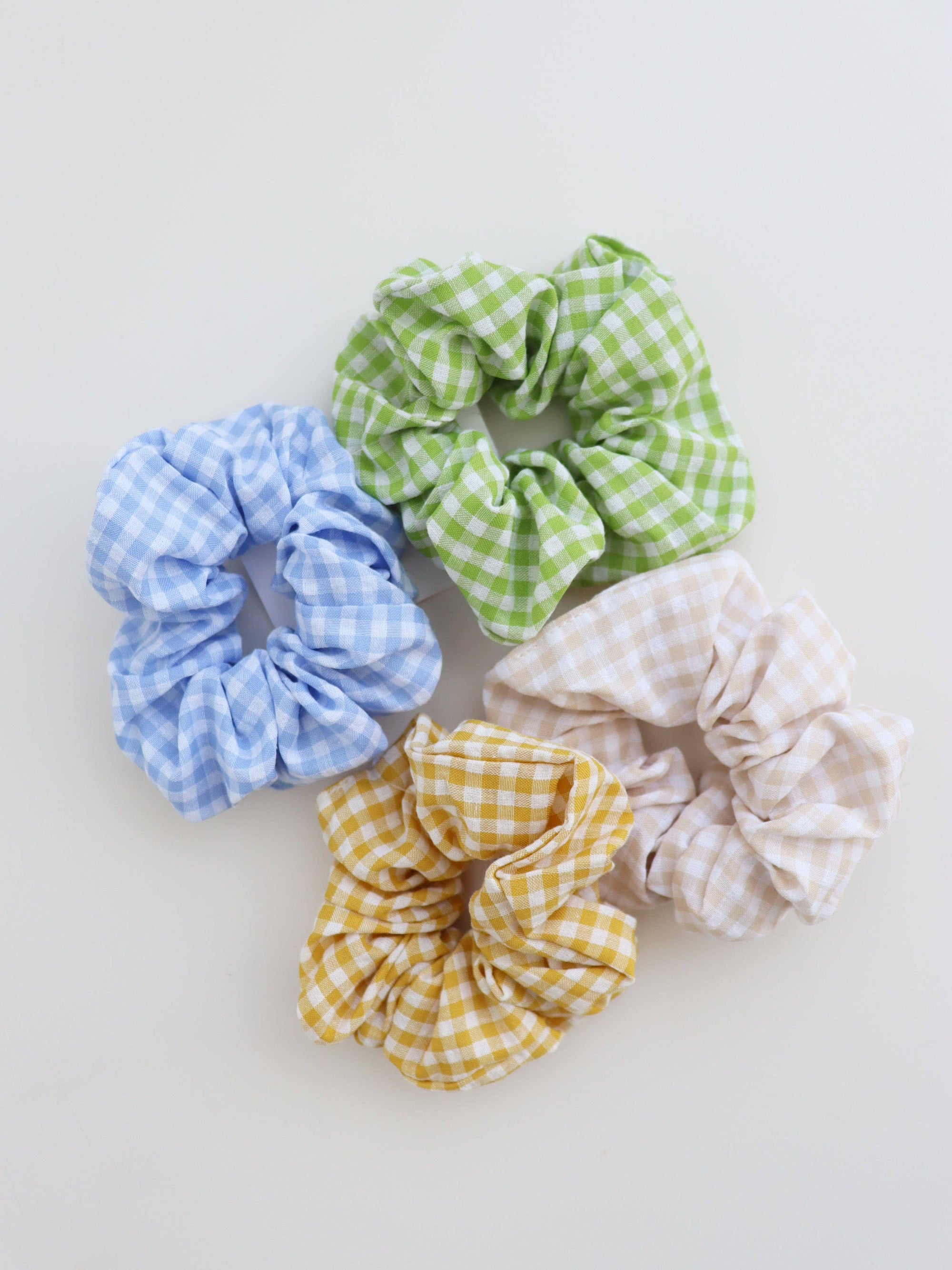 Gingham Scrunchies 2 Pack Set - Butter