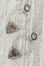 WESTERN TURQUOISE HEART OPEN CIRCLE DROP EARRINGS E14312