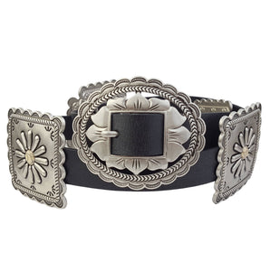 Western Bone Colour  Concho Belt in Genuine Cowhide Leather