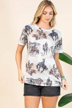LILI WESTERN PRINT RELAXED FIT SHORT SLEEVE T-SHIRT 