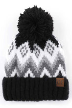 C.C Soft Aztec Pattern Beanie With Knit Pom