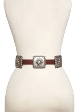 Western Bone Colour  Concho Belt in Genuine Cowhide Leather