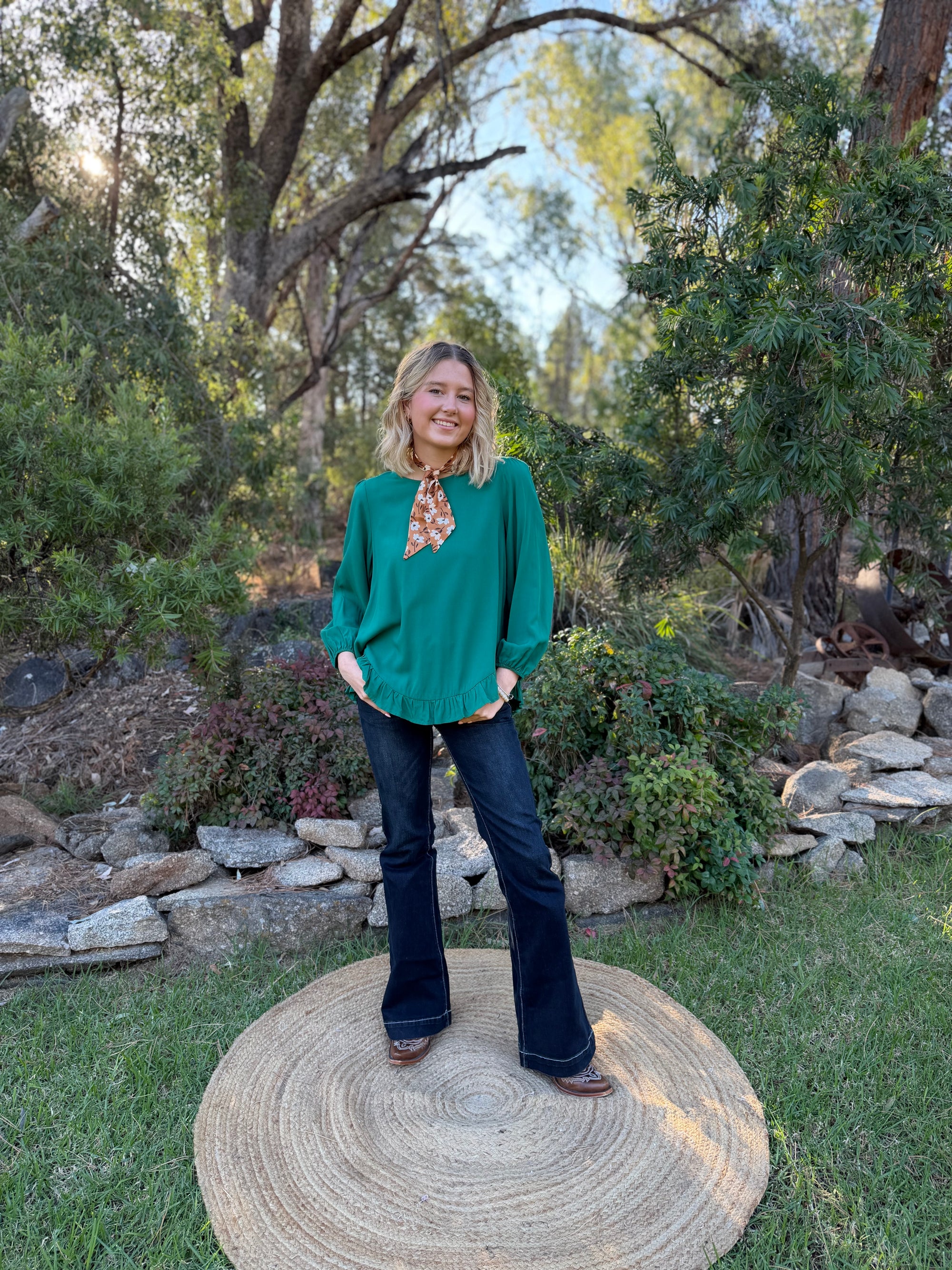 Emerald Frill Blouse