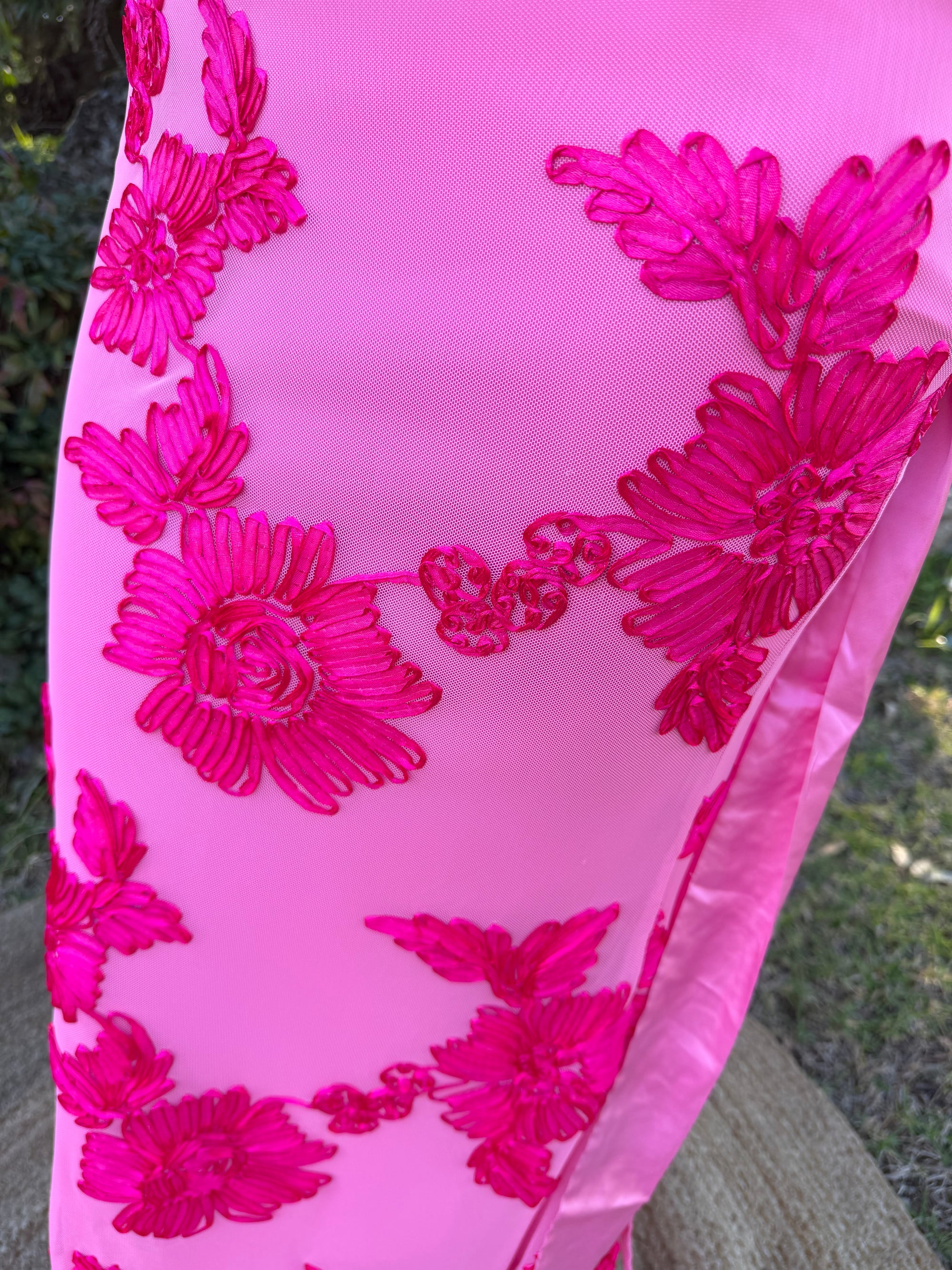 Pink Magnolia One Shoulder Maxi Dress