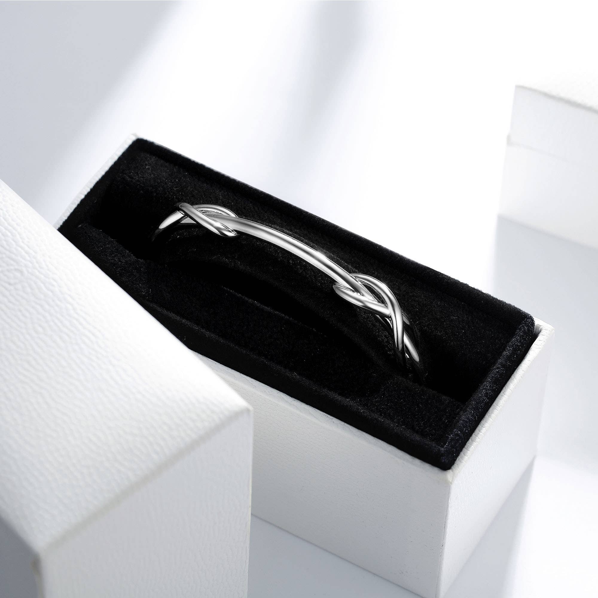 Double Infinity Cuff Bangle Myjs Rhodium Plated