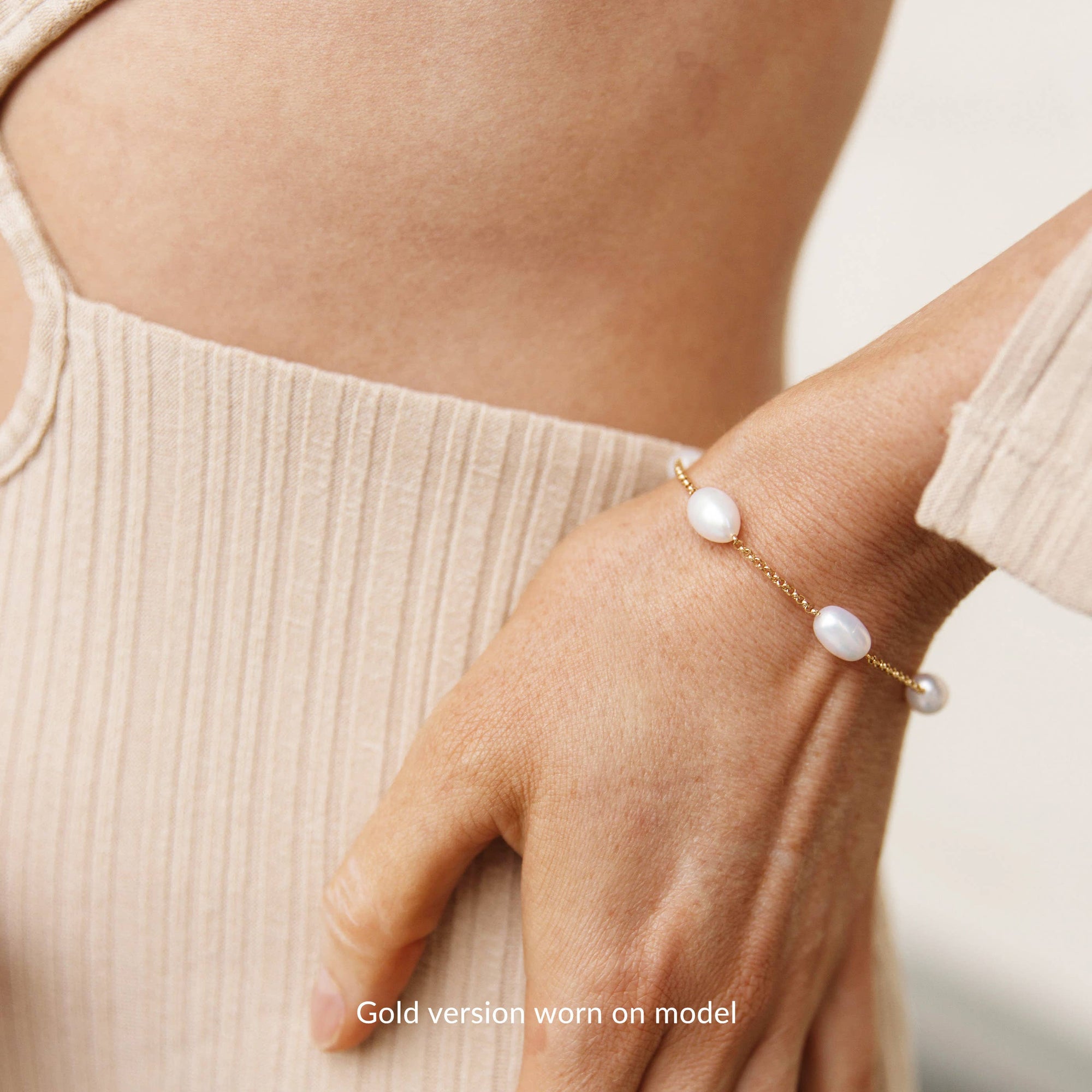 Interlude Freshwater Pearl Beaded Bracelet Rose Gold Plate