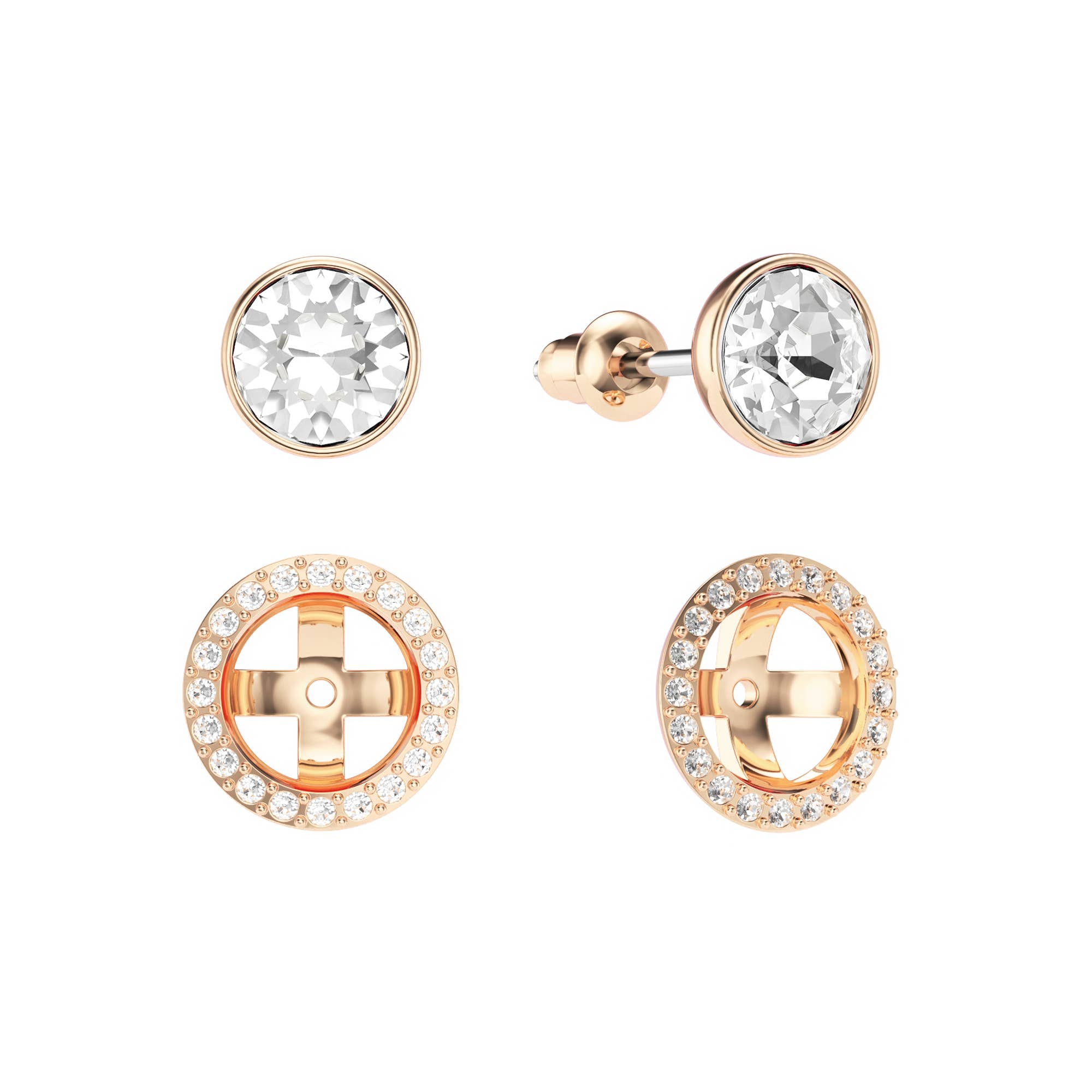 Angelic Rose Gold Stud Earrings with Clear Crystals