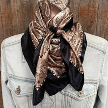 Wild Rag - 35X35"  Black and Tan Floral Paisley