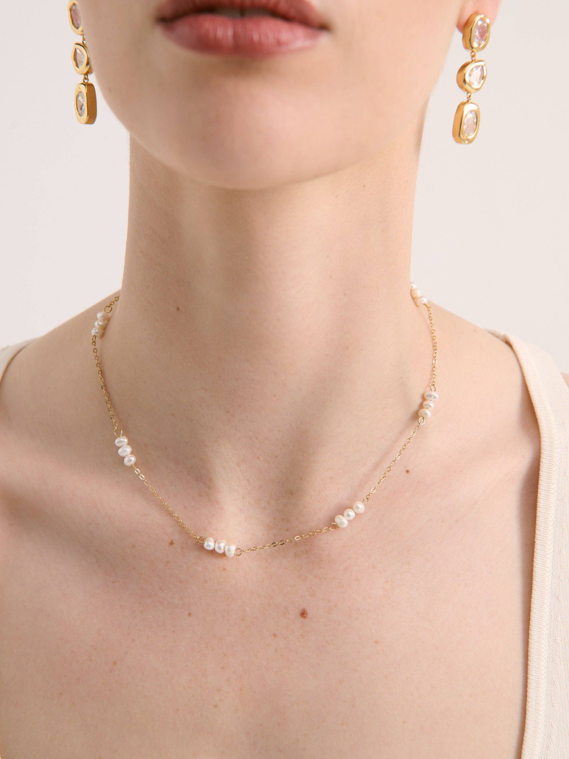 Trio Pearl 18K Gold Plated Necklace