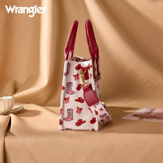 WRANGLER WESTERN PRINT COWGIRL TOTE CROSSBODY BAG red
