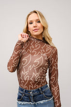 36349T - Boots Stitch Throughout Mesh Mock Neck Fitted Top