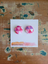 Abstract Pink Button stud earrings: Small 1.9cm