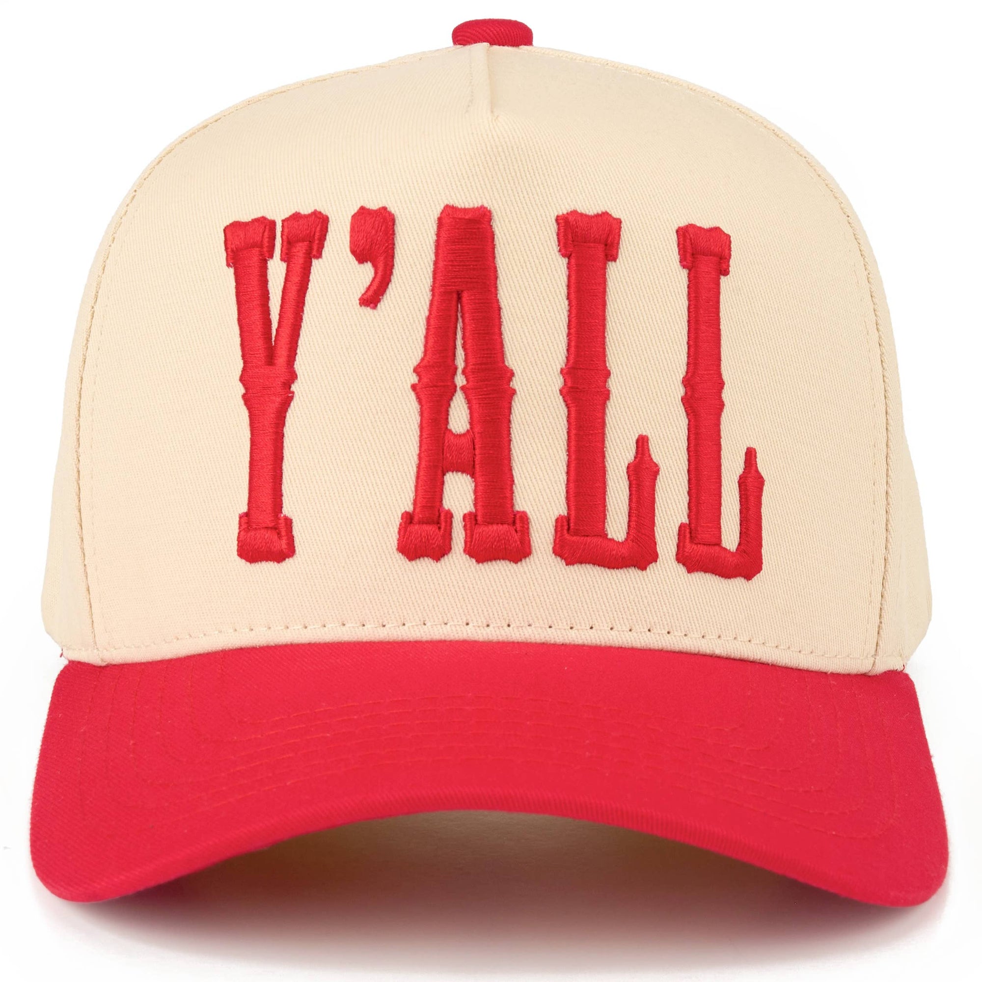 Y'ALL Letter Embroidered Cap Red